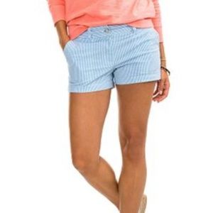 Southern tide seersucker blue white stripe shorts